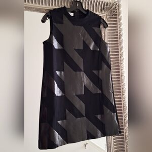 AKRIS PUNTO Sleeveless Houndstooth Patchwork Mini Dress Black US 4 Org $1,250